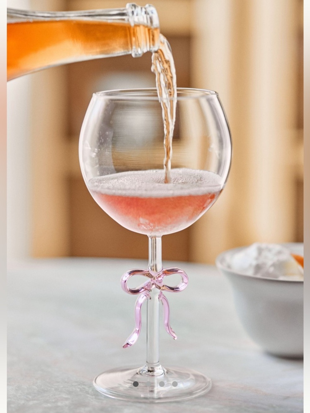 Anthropologie Bendita Bow Wine Glass | Pink | NIB